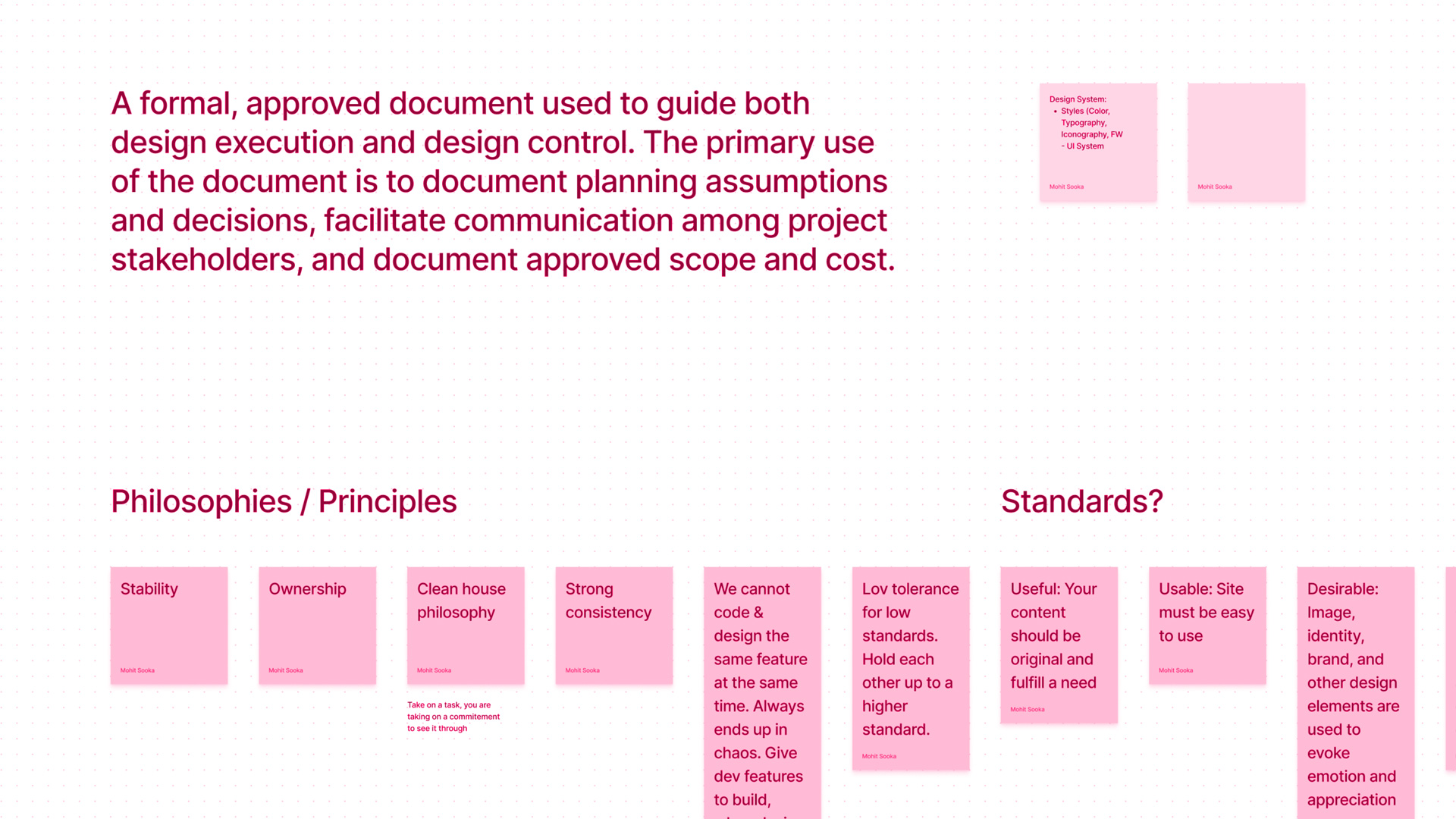 Exerpt from UX Strategy files.
