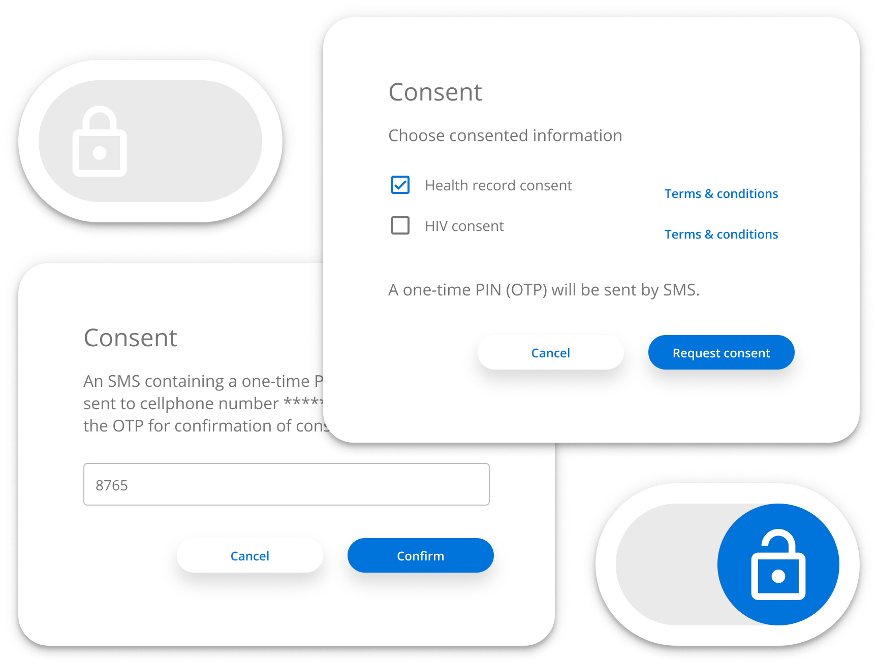 Consent management modal UIs.