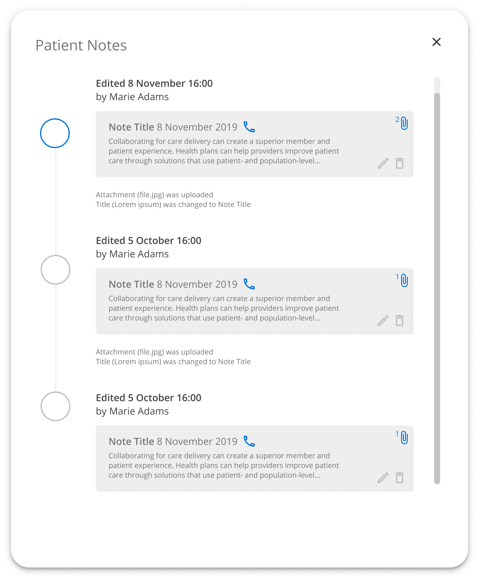 Health Coaches Notes UI.