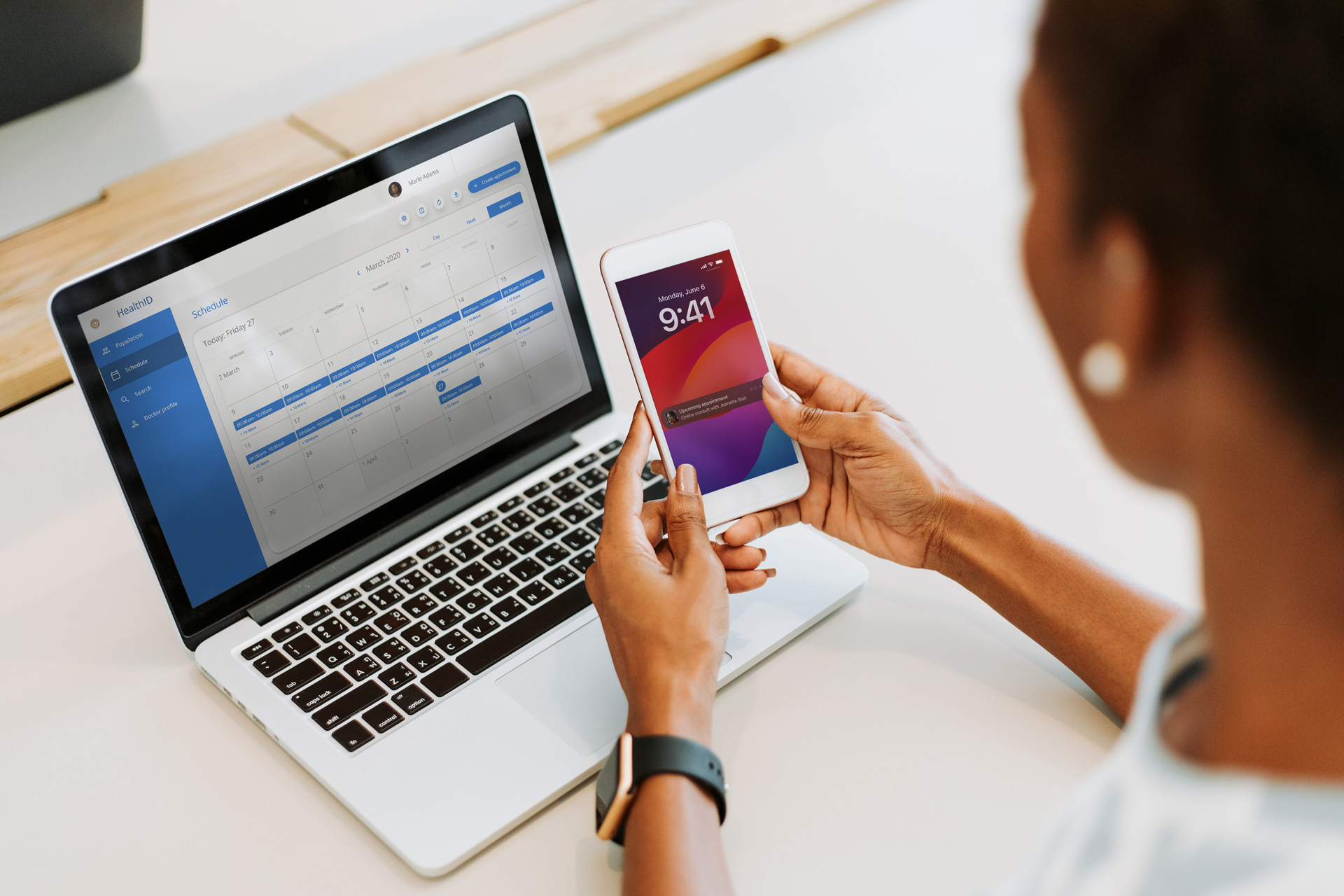Practice manager using scheduling managing feature on Health ID2.